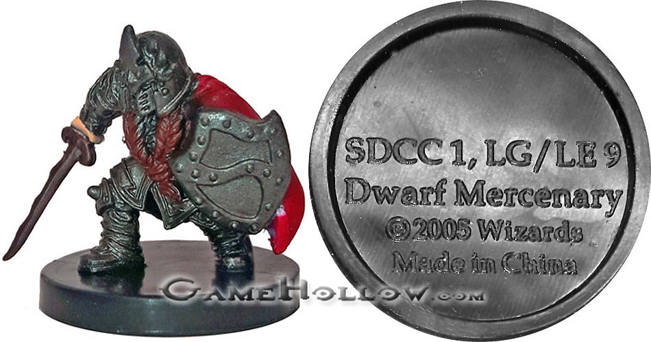 D&D Miniatures Promo Figures, EPIC Cards  Dwarf Mercenary Promo, SDCC1 (Angelfire 31)