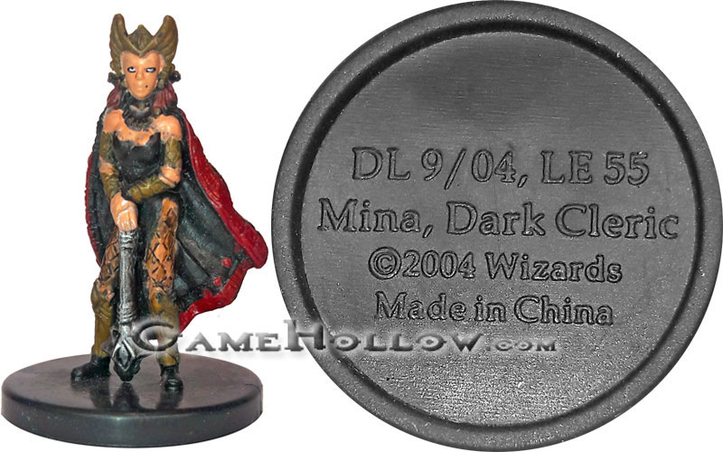 D&D Miniatures Promo Figures, EPIC Cards  Mina Dark Cleric Promo, DL9/04 (Angelfire 45) Human Female