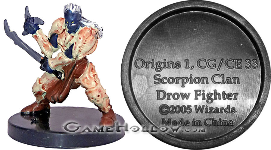 D&D Miniatures Promo Figures, EPIC Cards  Scorpion Clan Drow Fighter Promo, Origins 1 (Angelfire 34)