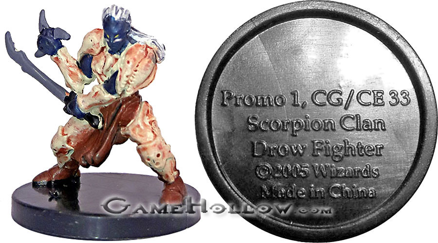 D&D Miniatures Promo Figures, EPIC Cards  Scorpion Clan Drow Fighter Promo, Promo 1 (Angelfire 34)