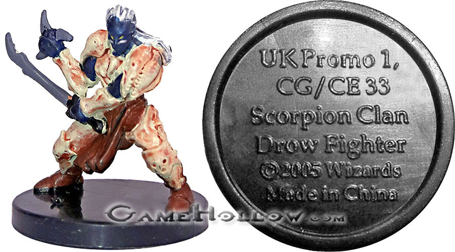 D&D Miniatures Promo Figures, EPIC Cards  Scorpion Clan Drow Fighter Promo, UK Promo 1 (Angelfire 34)