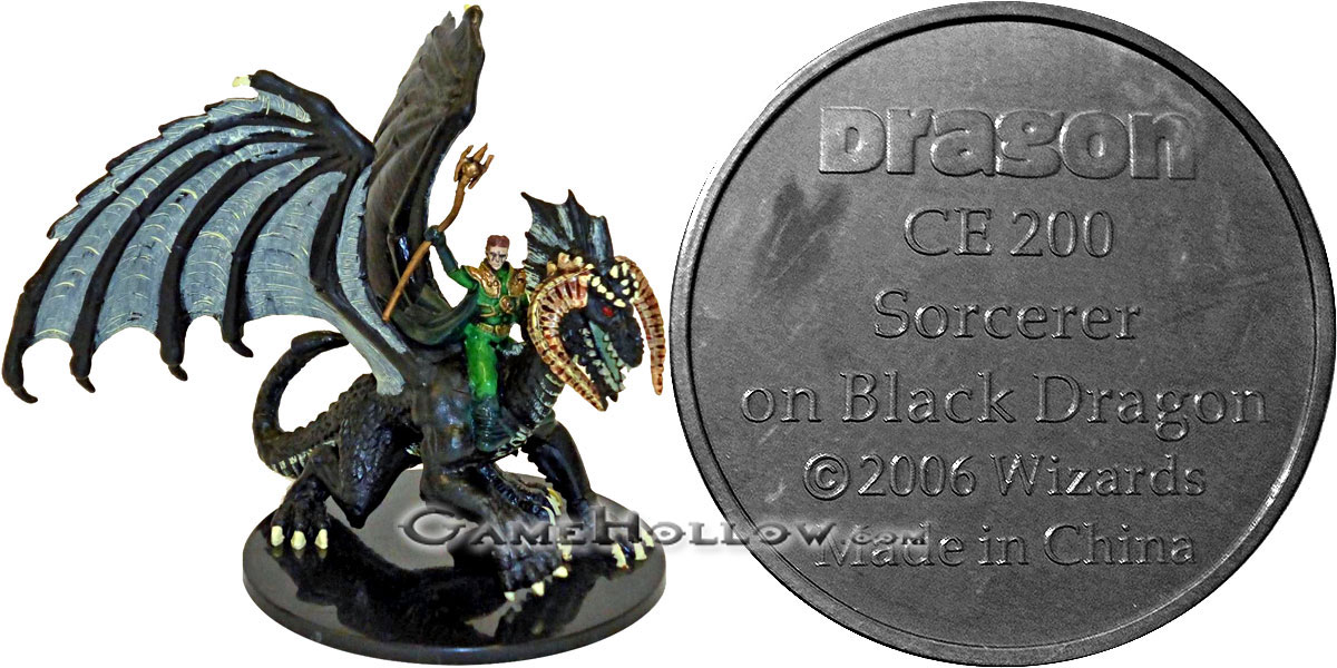 D&D Miniatures War of the Dragon Queen  Sorcerer on Black Dragon Promo, Dragon (War of the Dragon Queen 55)
