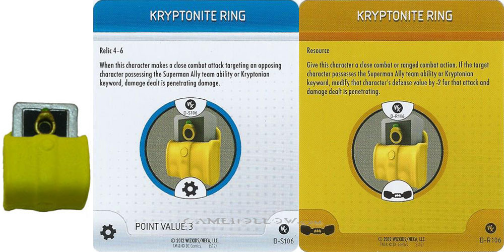 Heroclix Convention Exclusive Promos  Utility Belt Kryptonite Ring SR Chase, D-S106 D-R106