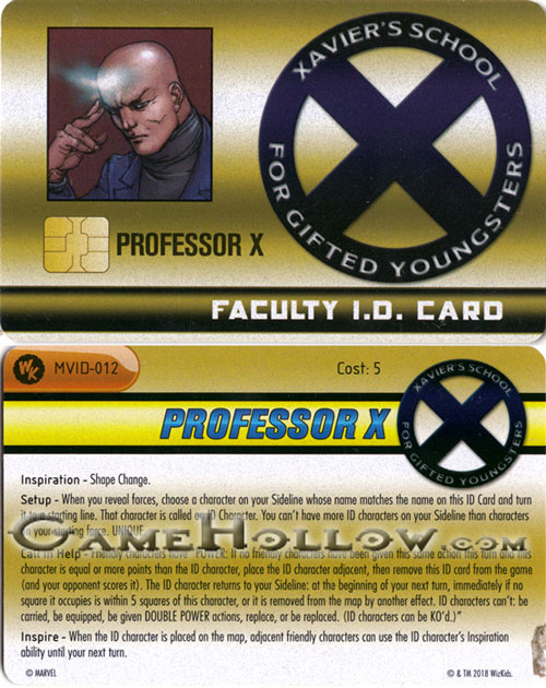 Heroclix Convention Exclusive Promos  ID Card Professor X SR Chase, MVID-012