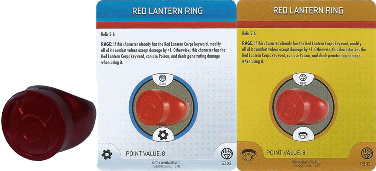 Heroclix DC War of Light OP S302 R302 Ring Red Lantern 3D Relic LE