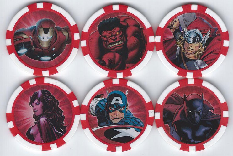 Heroclix Marvel Avengers vs X-Men Action Tokens Avengers Complete Set of 6