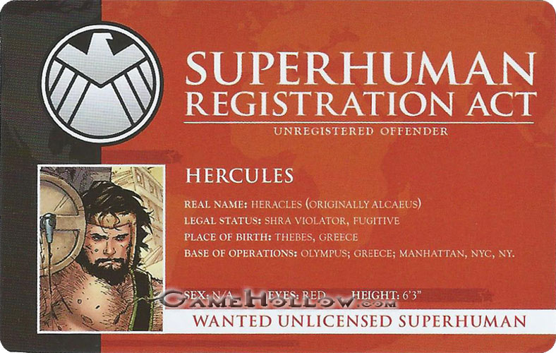 Heroclix Marvel Civil War OP Bounty Card Hercules