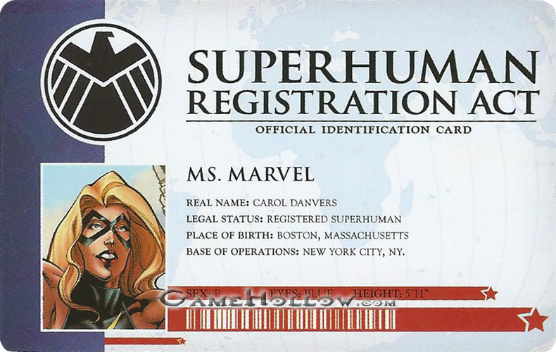 Heroclix Marvel Civil War OP Bounty Card Ms Marvel