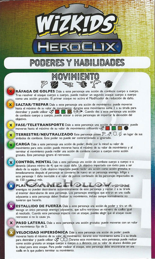 Heroclix Maps, Tokens, Objects, Online Codes Starter Set 2014 Powers and Abilities Card Spanish