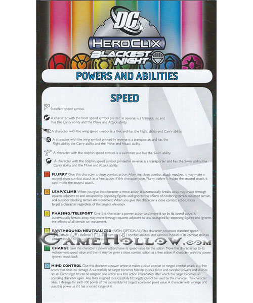 Heroclix Maps, Tokens, Objects, Online Codes Starter Set Blackest Night Powers and Abilities Card