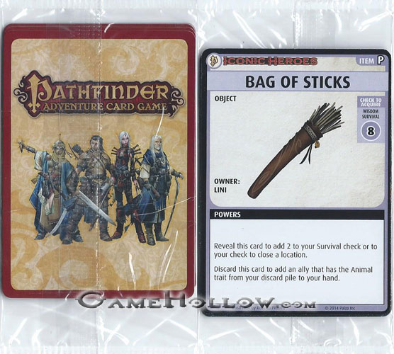 Pathfinder Miniatures Iconic Heroes Set 1 ACG Card Pack Set of 6 (Bag of Sticks showing)