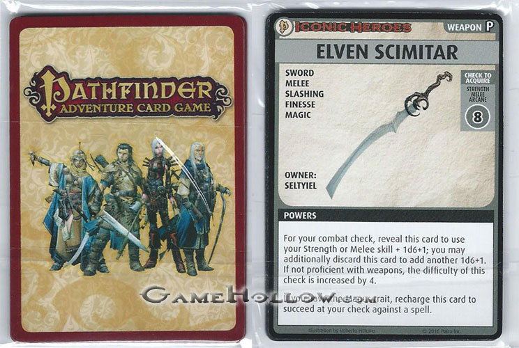 Pathfinder Miniatures Iconic Heroes Set 6 ACG Card Pack Set of 6 (Elven Scimitar showing)