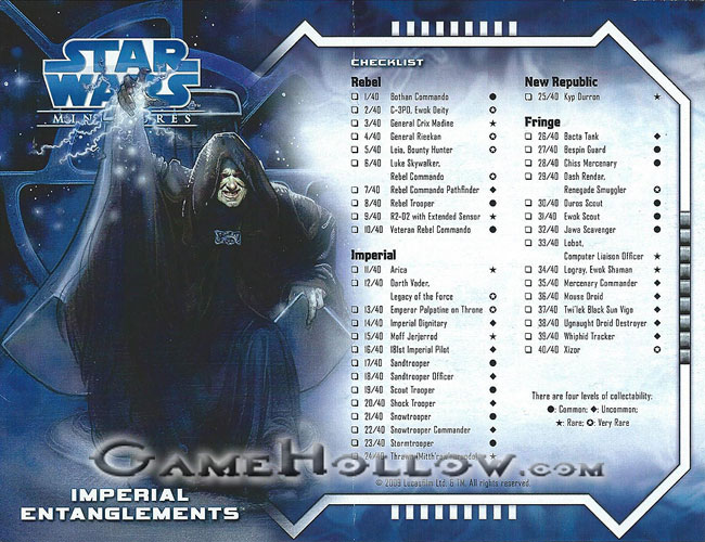 Star Wars Miniatures Maps, Tiles & Missions Checklist Imperial Entanglements