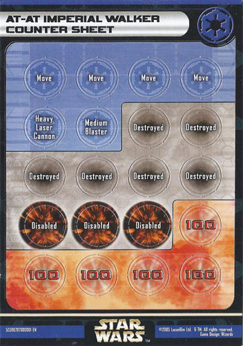 Star Wars Miniatures Maps, Tiles & Missions Damage Force Counter Tokens AT-AT