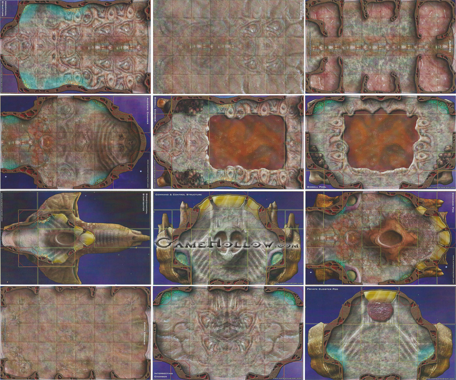 Star Wars Miniatures Maps, Tiles & Missions Tile Promo Alien Starship 12 Tile Set Double Sided for 24 Total Tile Maps!